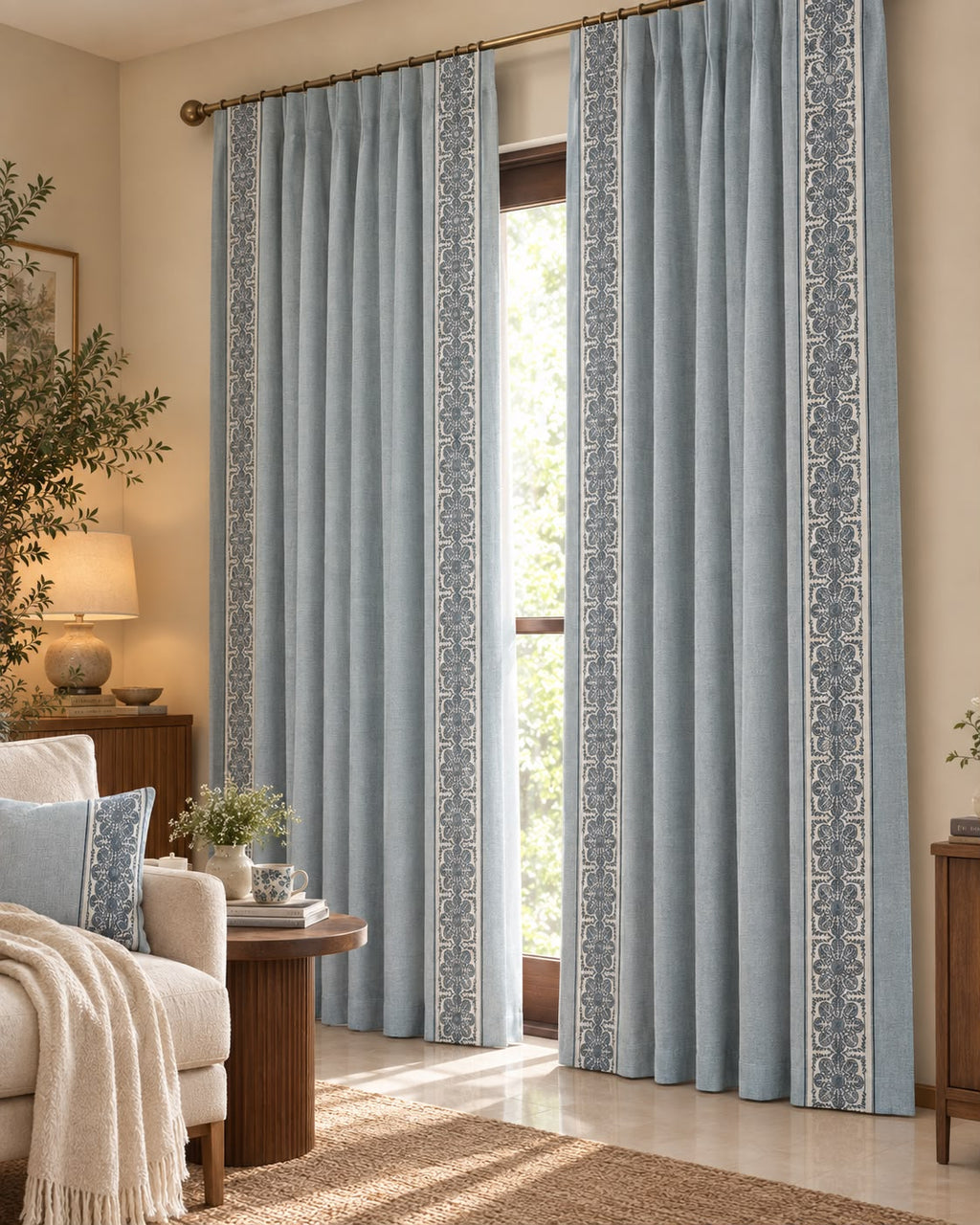 Heritage Bloom curtains– Blue |Set of 2