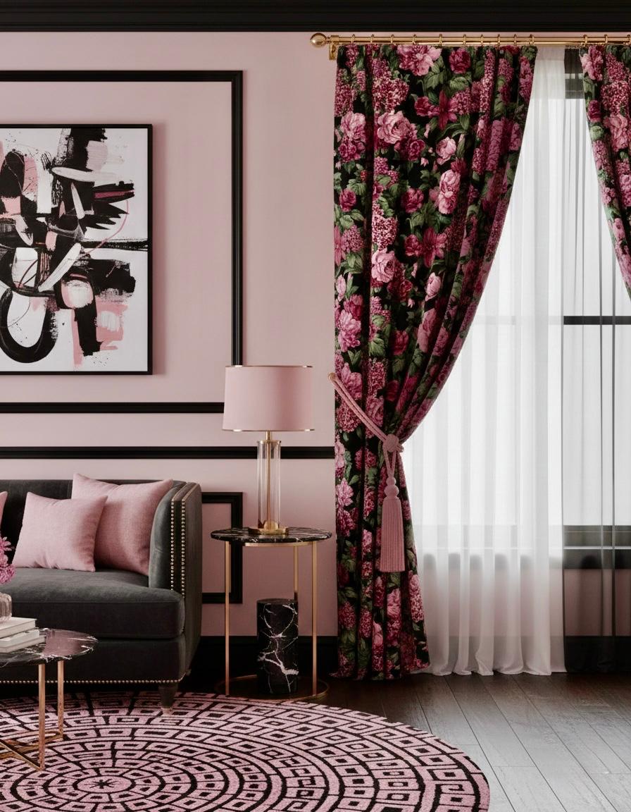 Dark Petal Curtains | Set of 2