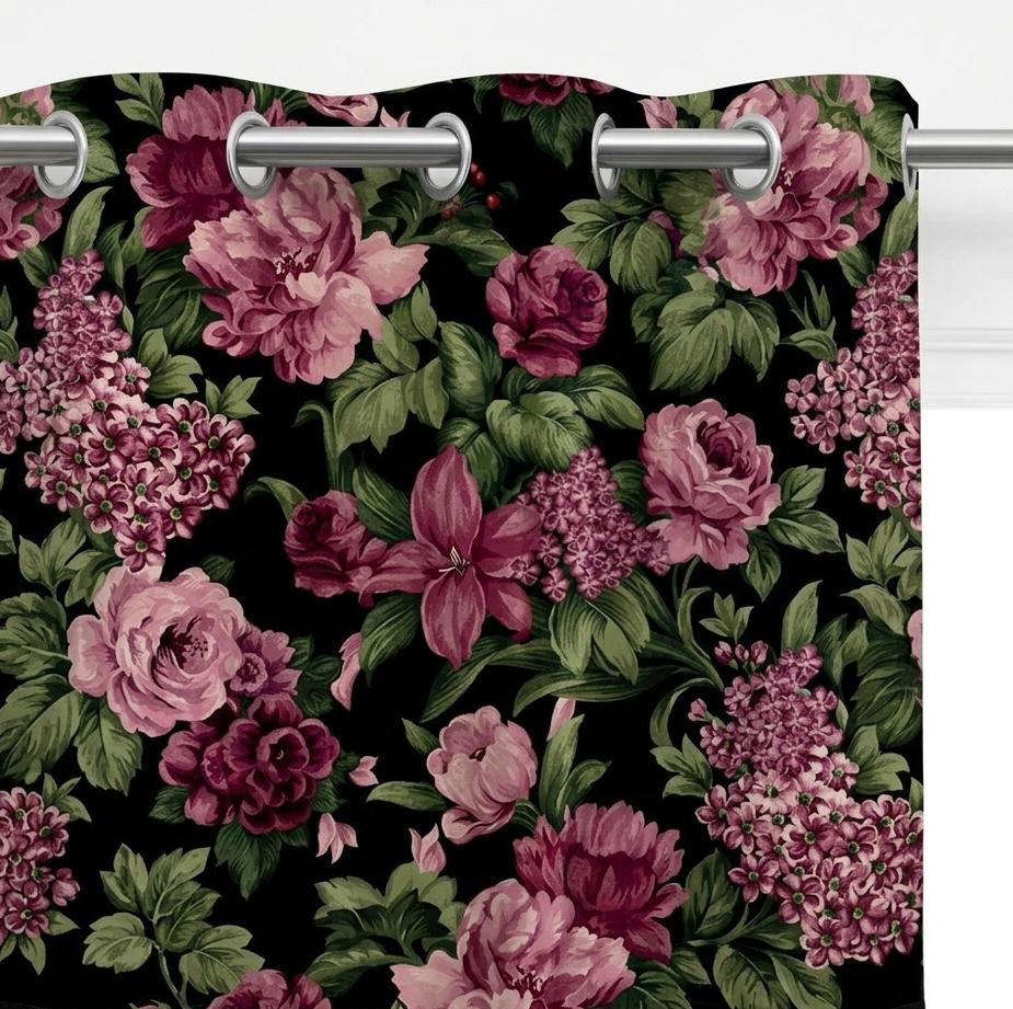 Dark Petal Curtains | Set of 2