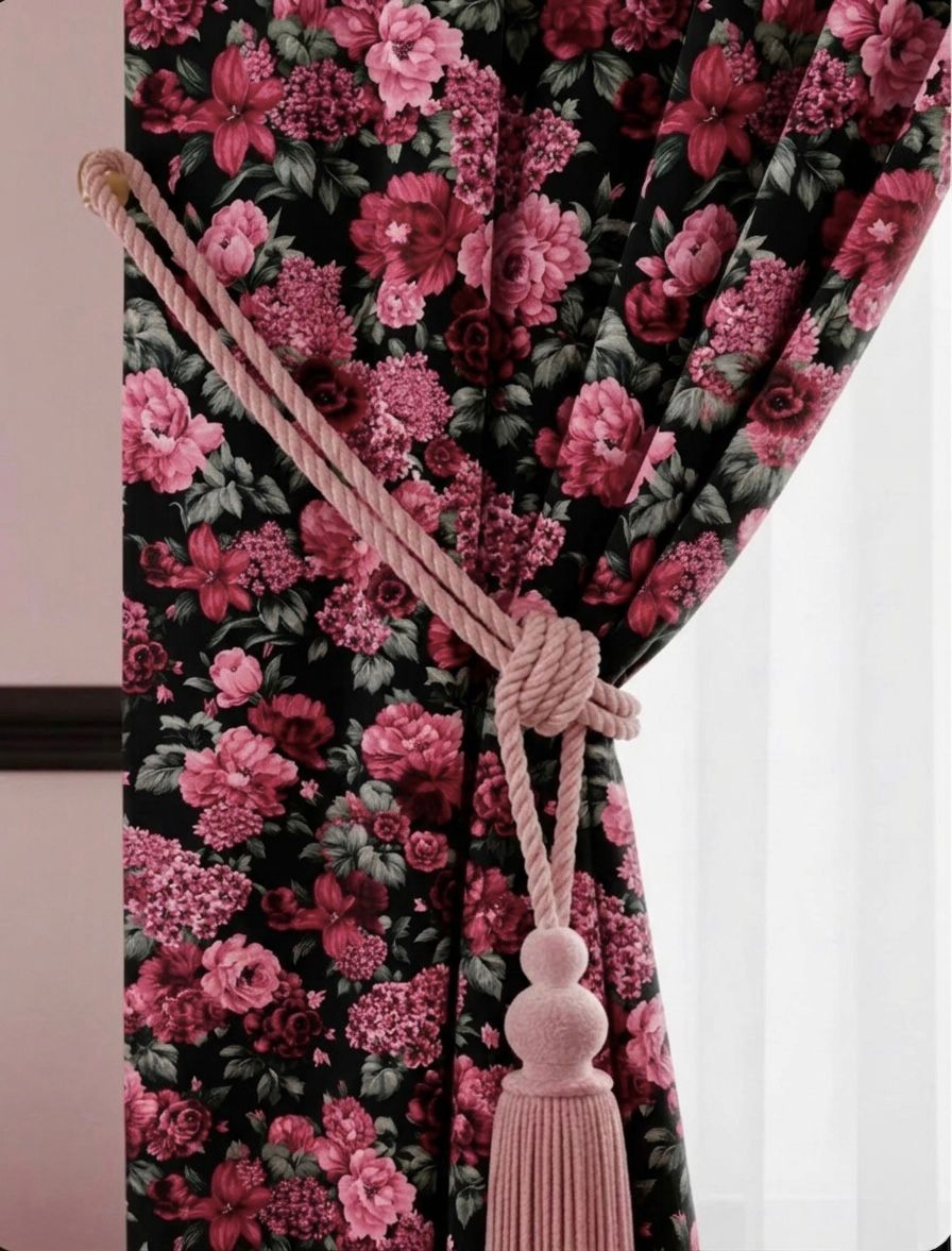 Dark Petal Curtains | Set of 2