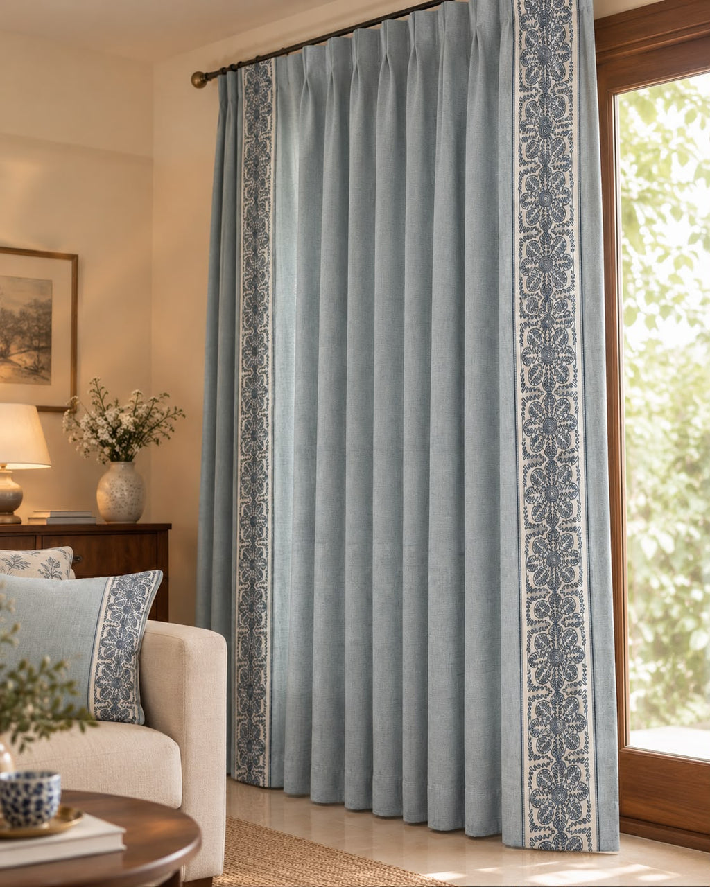 Heritage Bloom curtains– Blue |Set of 2