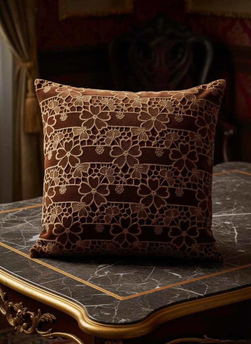 Rosette Velvet Cut Cushion Cover