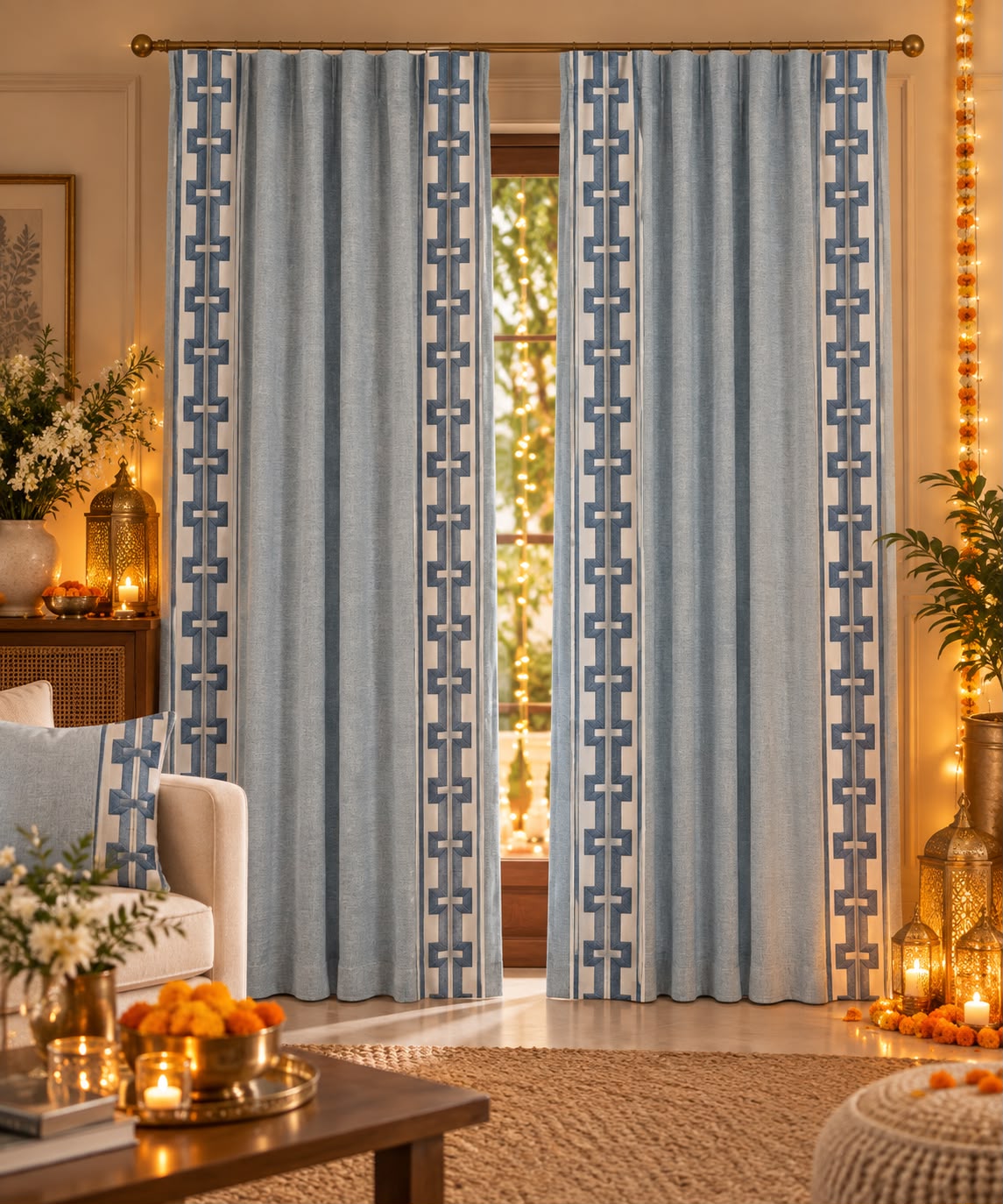 Imperial Edge curtains– Blue |Set of 2