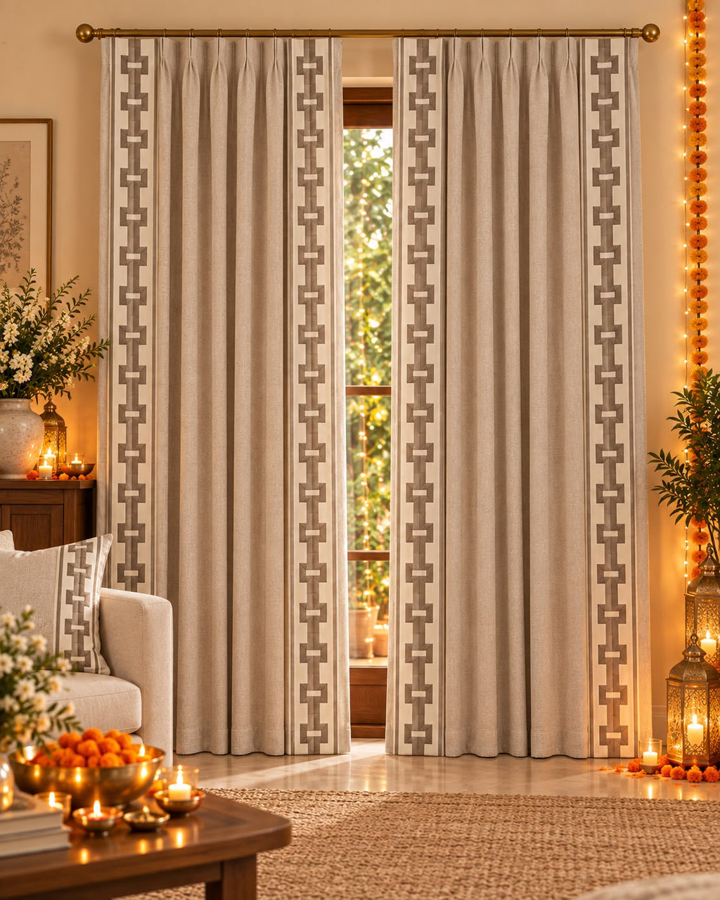 Imperial Edge curtains– Beige |Set of 2
