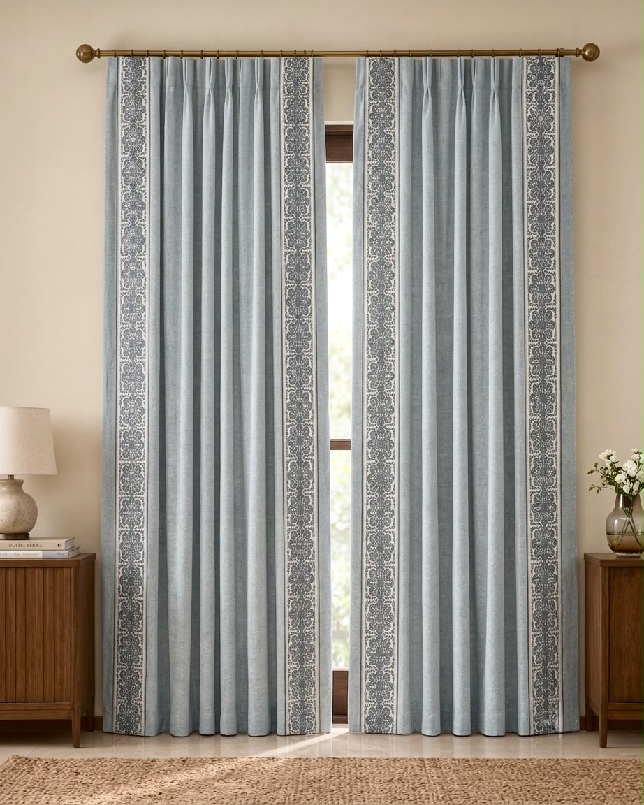 Heritage Bloom curtains– Blue |Set of 2