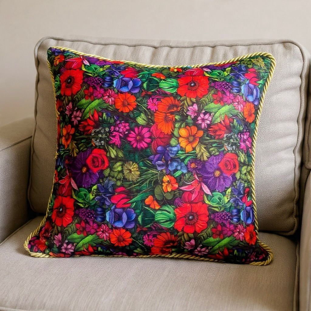 Romance of florals velvet Cushion cover
