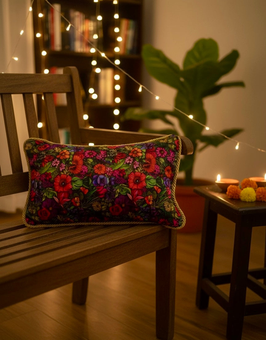 Romance of florals velvet Cushion cover