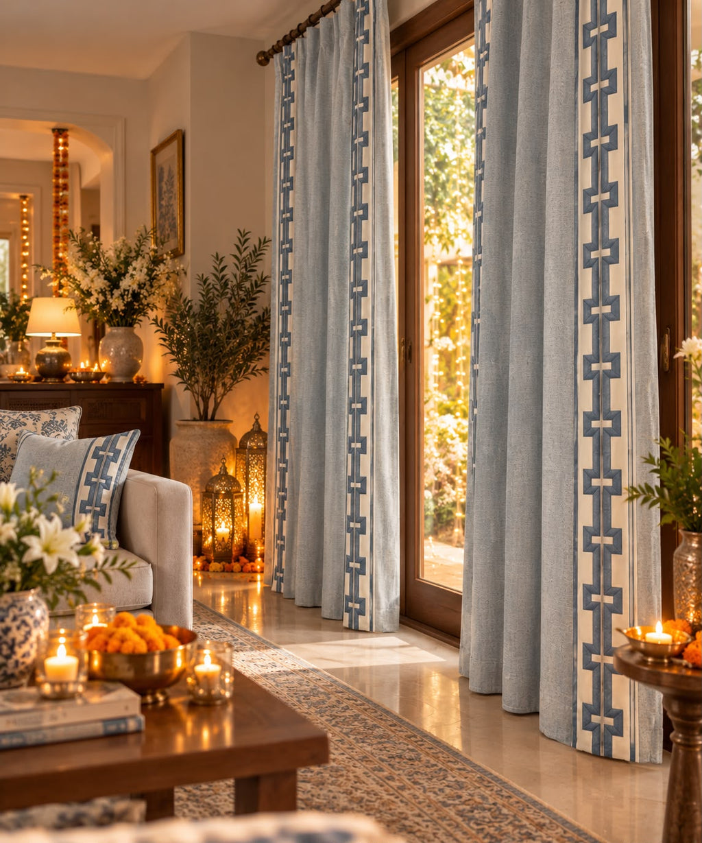 Imperial Edge curtains– Blue |Set of 2